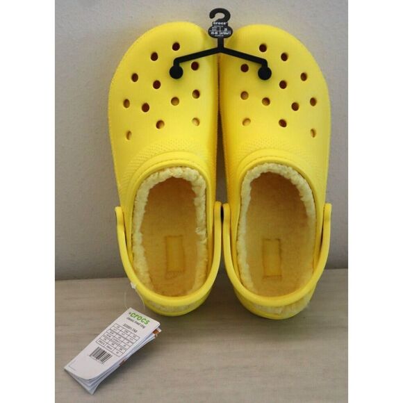 Crocs 203591-7A9 Unisex Sz Men's 11 Women's 13 Lemon Yellow Classic Lined Clogs - Picture 4 of 11